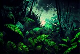 Fototapeta Sypialnia - Rain Forest Background. Image created with Generative AI technology.