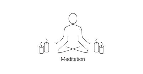 Sticker - meditation line art vector illustration 