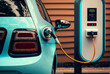 © ADDICTIVE STOCK - Generative AI illustration of contemporary automobile getting electricity from renewable power generation