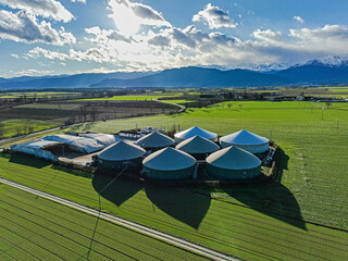 A modern biogas plant in the province of Cuneo in Piedmont. Italy 
