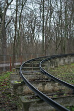 Rails For A Kids Mini Train In An Abandoned Amusement Park