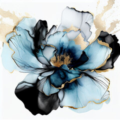 Wall Mural - Abstract blue flower, delicate botanical floral background. generative ai.	

