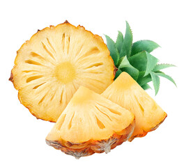 Aufkleber - Fresh pieces of unpeeled pineapple fruit cut out