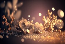  A Gold Flower With Some Bubbles On It And A Blurry Background With A Blurry Background And A Gold Flower With Some Bubbles On It And A Black Background With A Blurry Light.