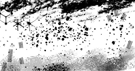 Sticker - abstract grunge halftone black and white distressed textured background - PNG image with transparent background