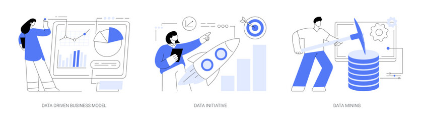 Sticker - Data analytics abstract concept vector illustrations.