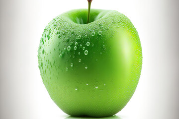 Canvas Print - Green juicy apple, clipping path, and deep depth of field, isolated on white. Generative AI