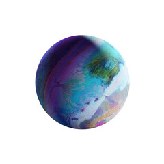 Wall Mural - 3d render, abstract planet symbol, geometric shape with neon light