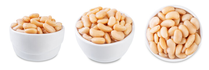 Wall Mural - Fresh canned white beans in a bowl on a white isolated background