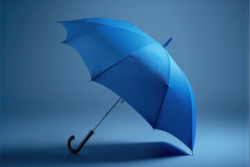 Wall Mural -  a blue umbrella is opened on a blue background with a black handle and a black handle on the tip of the umbrella, and a black handle on the tip of the umbrella, and., ai, Generative, ai, Generative