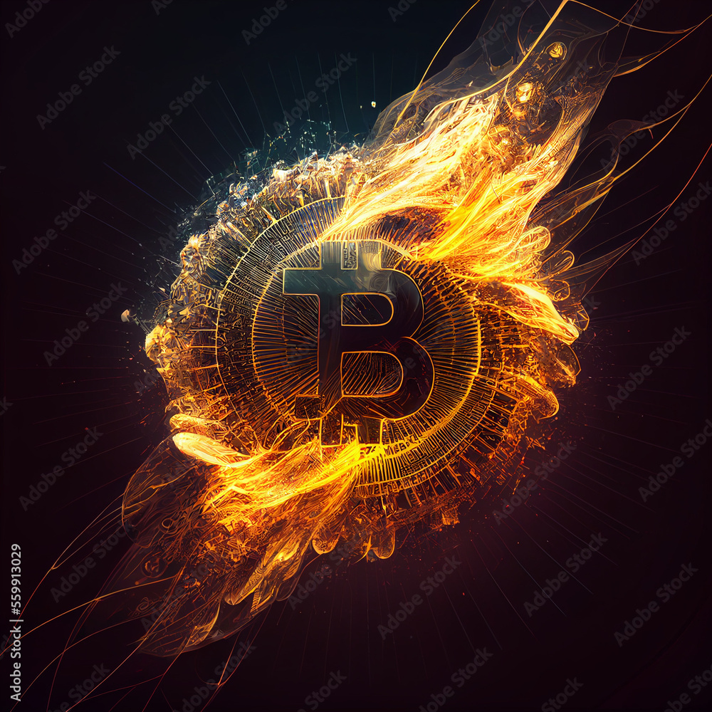 Generative A.I. 3D fading bitcoin logo art Stock Illustration | Adobe Stock