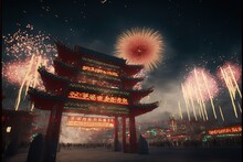 Street View Of A Festival On Chinese New Year