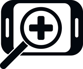 Poster - Medical smartphone card icon flat vector. Patient record. Computer electronic