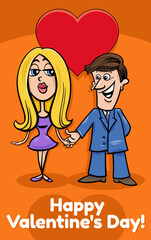 Wall Mural - valentine card with funny cartoon couple in love