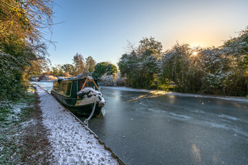 Sticker - Grand union canal at winter season in Milton Keynes. England