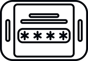 Sticker - Tablet password icon outline vector. Data cipher. Lock code