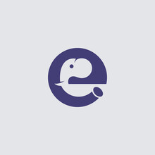 Letter Initial E Elephant Logo Design Template