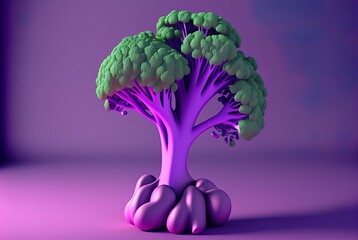 Wall Mural - purple background with a broccoli logo. illustration. Generative AI