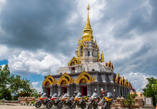 Motorcycles Parked Near Stupa, Nan, Mueang Chiang Rai District, Thailand