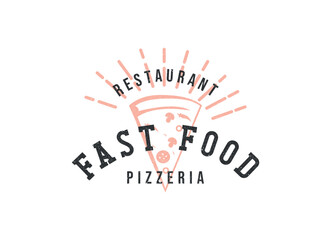 retro vintage pizza logo and typography template