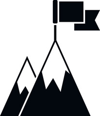 Sticker - Leader flag on mountain icon simple vector. Top career. Business target