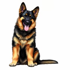 Canvas Print - german shepherd hand drawn digital painting illustration