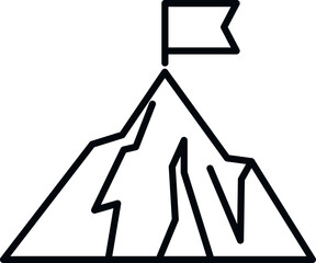 Sticker - Climb flag on mountain icon outline vector. Top career. Concept reach