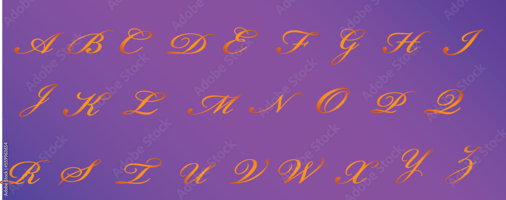 Calligraphy font, Bronze letters font, alphabet letter, font Stock ...