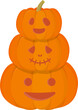 © wen - Stacked pumpkin faces, jack-o-lantern vector, comic, cartoon