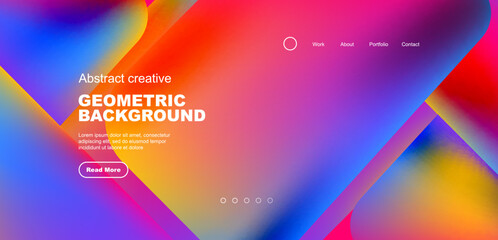 Liquid shapes with flowing gradient colors. Geometric circle round triangles. Vector illustration for wallpaper, banner, background, leaflet, catalog, cover, flyer
