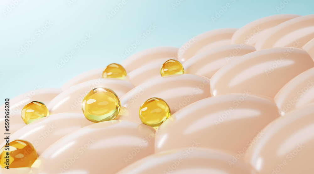 3D Collagen Skin Serum and Vitamin illustration isolated on soft color ...