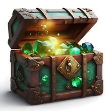 A Magical Treasure Chest Filled With Crystals