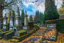 View Of A Cemetery In The Fall