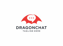 Red Dragon Wing With Chat Bubble Logo Design