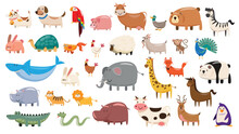 Set Of Animals Wildlife Character Vector Illustration