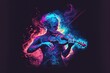 © Анастасия Птицова - The violinist plays music in the form of colored smoke