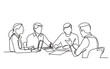 continuous line drawing office workers business meeting - PNG image with transparent background