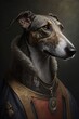 Greyhound painting. Digital art created using generative AI