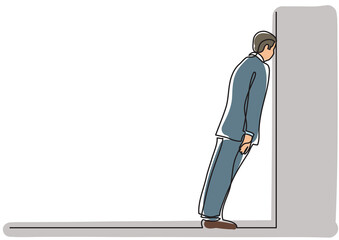 Wall Mural - continuous line drawing man stuck in dead end - png image with transparent background