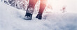 © candy1812 - Woman walking in the snowy forest in winter.