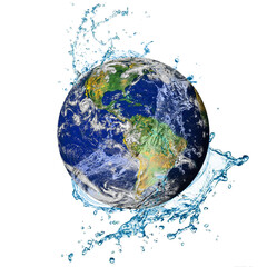 Wall Mural - Water recycle on world concept. Elements of this image furnished by NASA.
