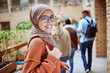 © S Fanti/peopleimages.com - Portrait, muslim or happy woman on university, school or college campus and education, learning or studying goals. Smile, face or Islamic student with hijab scarf, international scholarship or vision