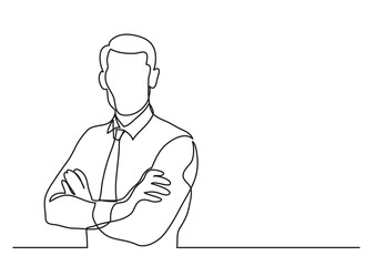 Wall Mural - continuous line drawing confident businessman - PNG image with transparent background