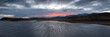 Winter sunset panorama on the south coast of Iceland