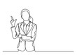 © OneLineStock - continuous line drawing standing business woman pointing - PNG image with transparent background