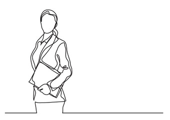 Wall Mural - continuous line drawing standing business woman - png image with transparent background