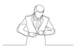 continuous line drawing standing man testing suit - PNG image with transparent background