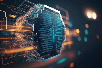 illustration of digital high technology idea for data mining concept