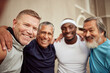 © S Fanti/peopleimages.com - Senior men, fitness and smile portrait outdoor together for exercise motivation, retirement health support and diversity on training workout. Elderly athletes, happiness and sports friends wellness