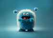Leinwandbild Motiv Cute fluffy monster on blue